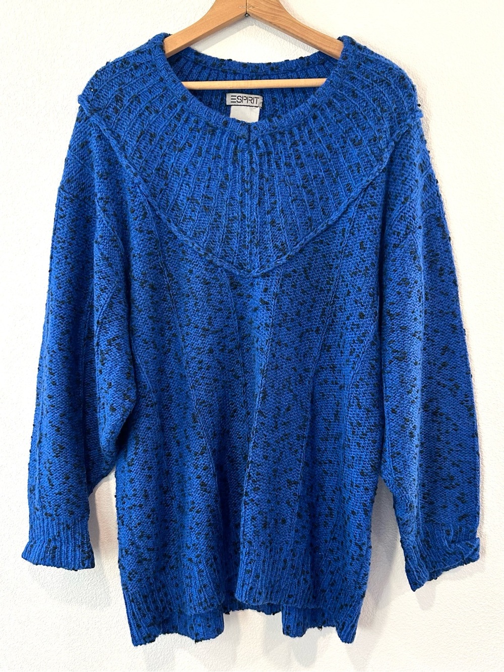 ESPRIT Vintage 80s Oversized Chunky Knit Sweater Blue & Black Size M/L